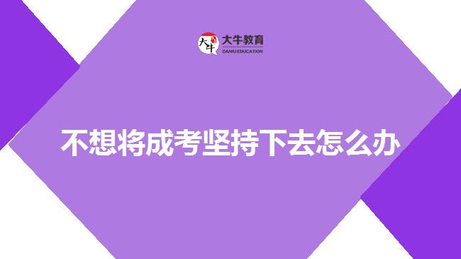 不想將成考堅(jiān)持下去怎么辦