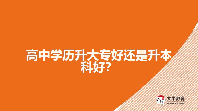 高中學(xué)歷升大專好還是升本科好？