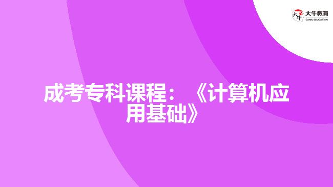 成考?？普n程：《計算機應用基礎(chǔ)》