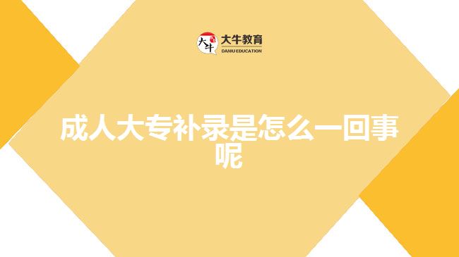 成人大專補(bǔ)錄是怎么一回事