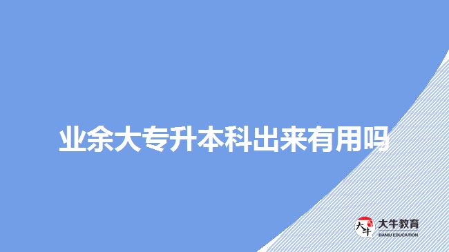 業(yè)余大專升本科出來有用嗎