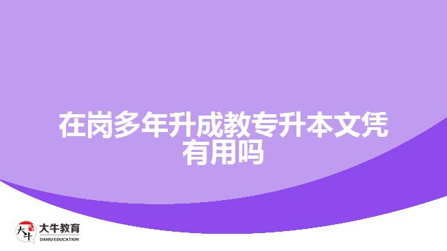 在崗多年升成教專升本文憑有用嗎