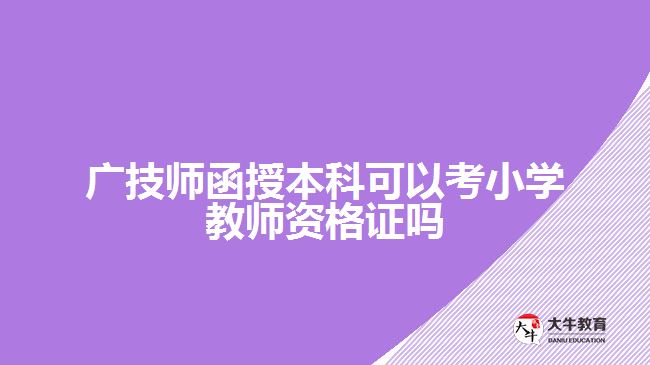 廣技師函授本科可以考小學教師資格證嗎