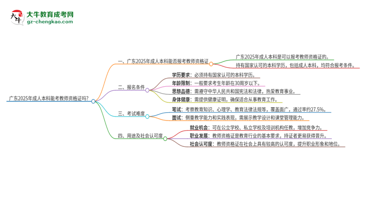 廣東2025年成人本科能考教資證嗎？思維導(dǎo)圖