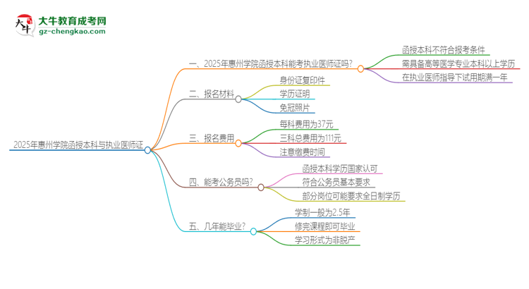 2025年惠州學(xué)院函授本科學(xué)歷能考執(zhí)業(yè)醫(yī)師證嗎？思維導(dǎo)圖