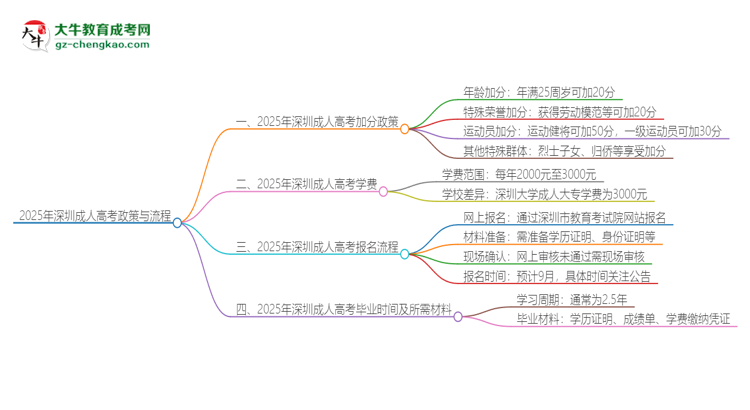 2025年深圳成人高考有什么政策能加分？思維導圖