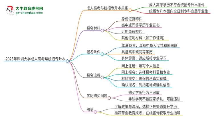 2025年深圳大學(xué)考完成人高考還能參加統(tǒng)招專升本嗎？思維導(dǎo)圖