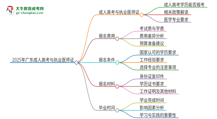 2025年廣東技術(shù)師范大學(xué)的成人高考學(xué)歷能報(bào)考執(zhí)業(yè)醫(yī)師證嗎？思維導(dǎo)圖