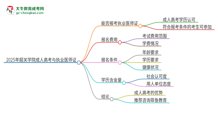 2025年韶關(guān)學(xué)院的成人高考學(xué)歷能報(bào)考執(zhí)業(yè)醫(yī)師證嗎？思維導(dǎo)圖