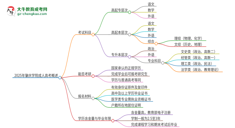 2025年肇慶學(xué)院成人高考入學(xué)考試考幾科？思維導(dǎo)圖