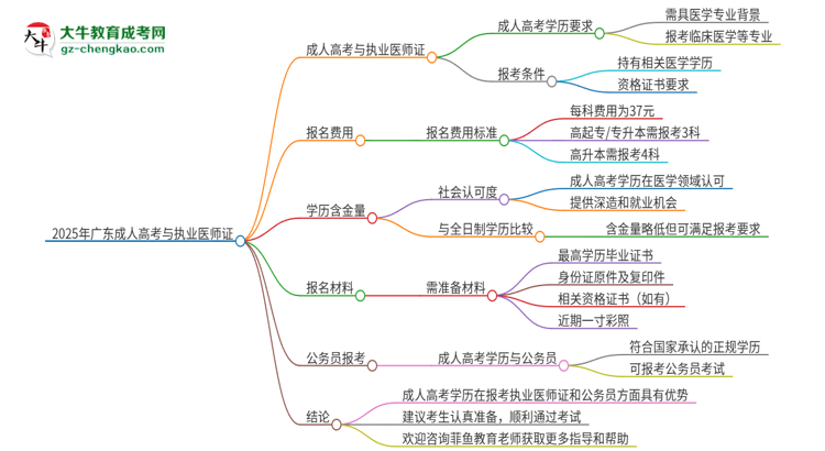 2025年廣東第二師范學院的成人高考學歷能報考執(zhí)業(yè)醫(yī)師證嗎？思維導圖