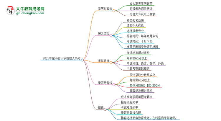 2025年星海音樂學(xué)院成人高考能考教資嗎？思維導(dǎo)圖