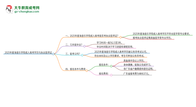 2025年星海音樂學(xué)院的成人高考學(xué)歷能報(bào)考執(zhí)業(yè)醫(yī)師證嗎？思維導(dǎo)圖