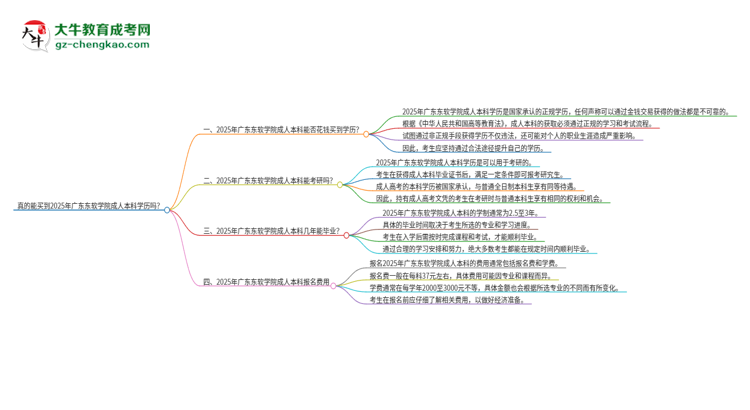 真的能買到2025年廣東東軟學(xué)院成人本科學(xué)歷嗎？思維導(dǎo)圖