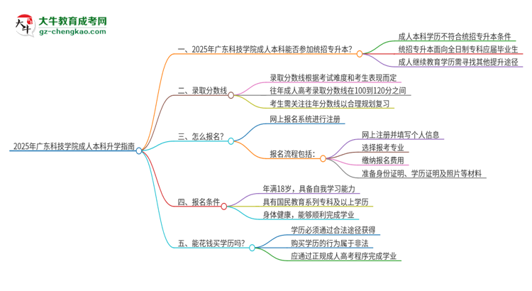 參加2025年廣東科技學(xué)院成人本科考試后還能報(bào)統(tǒng)招專升本嗎？思維導(dǎo)圖