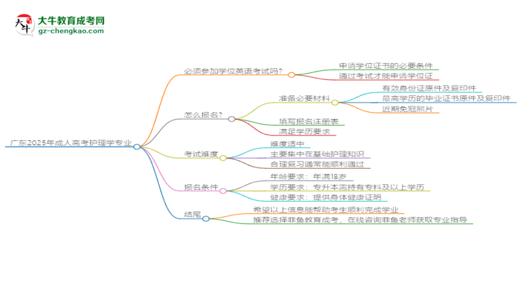 廣東2025年成人高考護理學(xué)專業(yè)生可不可以考四六級？思維導(dǎo)圖