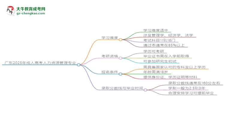 廣東2025年成人高考人力資源管理專業(yè)能考研究生嗎？思維導(dǎo)圖