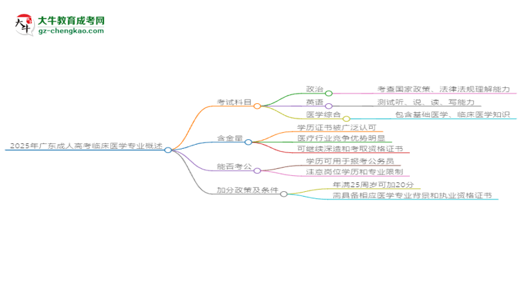 2025年廣東成人高考臨床醫(yī)學(xué)專(zhuān)業(yè)最新加分政策及條件思維導(dǎo)圖