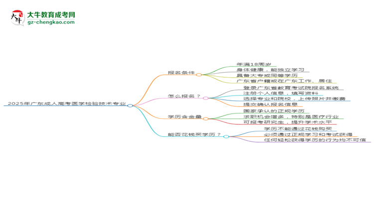 2025年廣東成人高考醫(yī)學檢驗技術專業(yè)是全日制的嗎？思維導圖