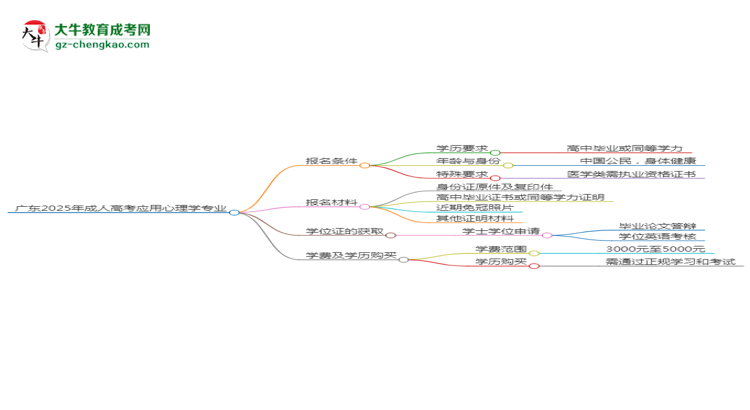 廣東2025年成人高考應(yīng)用心理學(xué)專業(yè)學(xué)歷能考公嗎？思維導(dǎo)圖