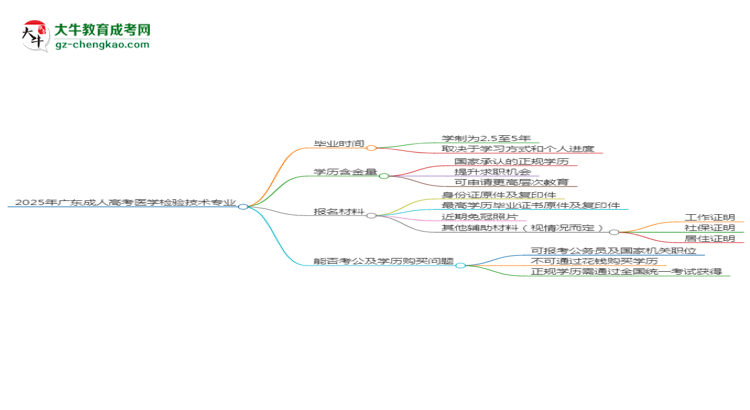 2025年廣東成人高考醫(yī)學(xué)檢驗技術(shù)專業(yè)報名材料需要什么？思維導(dǎo)圖