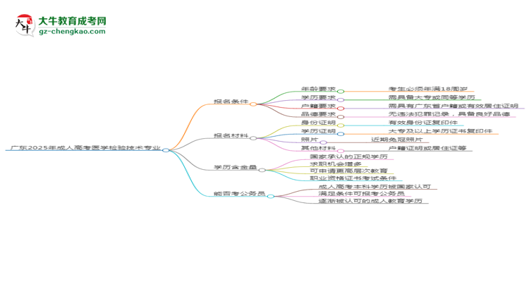 廣東2025年成人高考醫(yī)學檢驗技術(shù)專業(yè)學歷能考公嗎？思維導圖