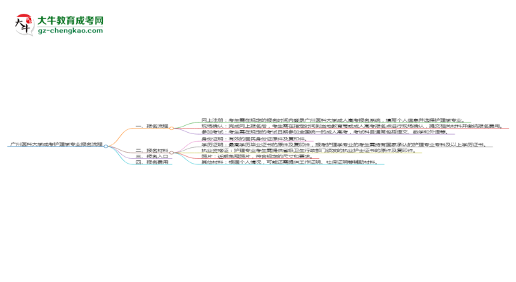 廣州醫(yī)科大學成考護理學專業(yè)2025年報名流程思維導圖