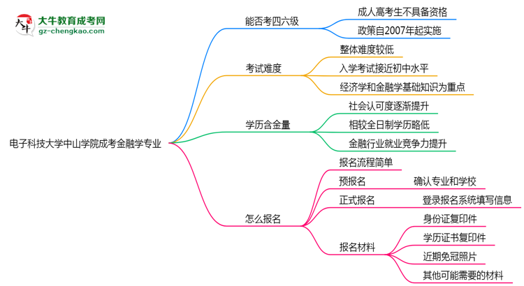 電子科技大學(xué)中山學(xué)院2025年成考金融學(xué)專業(yè)生可不可以考四六級(jí)？思維導(dǎo)圖
