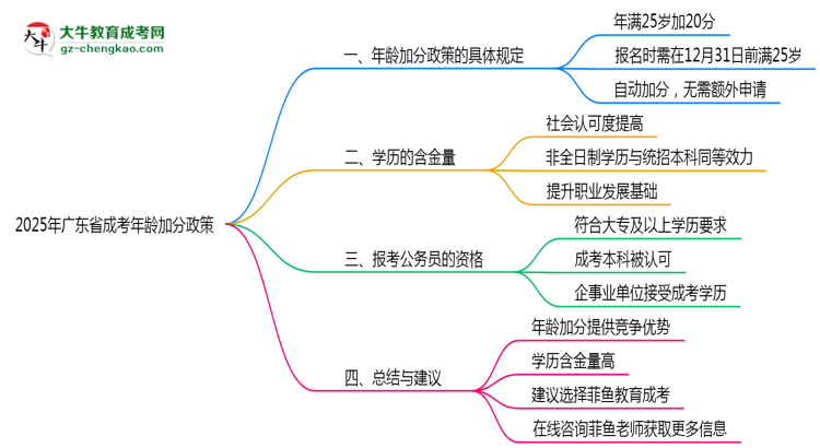 2025年廣東成考年齡加分政策實施細(xì)則思維導(dǎo)圖
