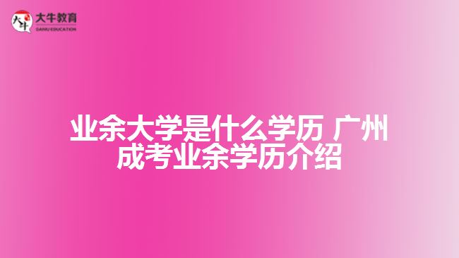 業(yè)余大學是什么學歷 廣州成考業(yè)余學歷介紹