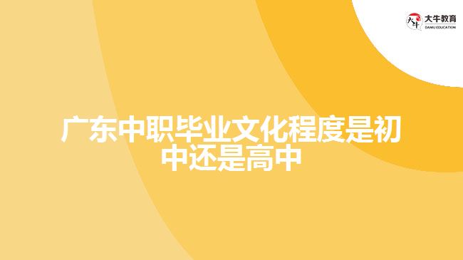 廣東中職畢業(yè)文化程度是初中還是高中