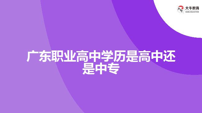 廣東職業(yè)高中學(xué)歷是高中還是中專