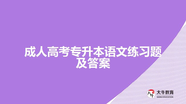 成人高考專升本語文練習(xí)題及答案