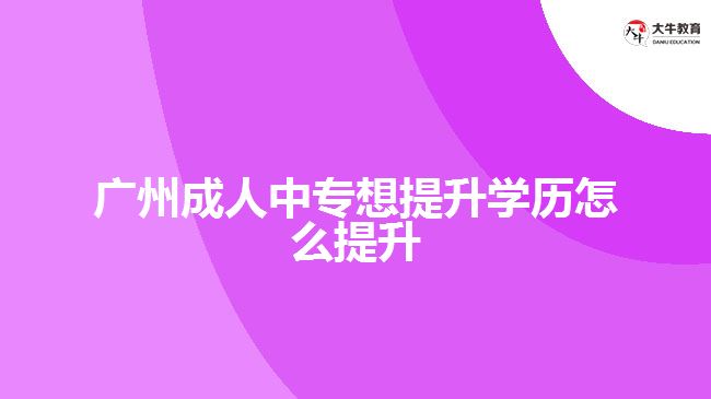 廣州成人中專想提升學(xué)歷怎么提升