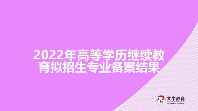 2022年高等學歷繼續(xù)教育擬招生專業(yè)備案結(jié)果