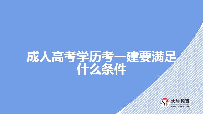 成人高考學(xué)歷考一建要滿足什么條件