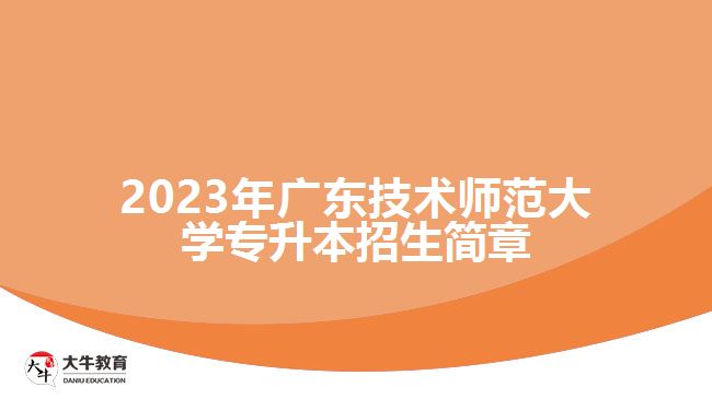 2023年廣東技術(shù)師范大學專升本招生簡章