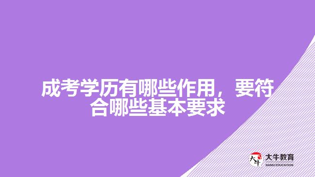 成考學歷有哪些作用，要符合哪些基本要求