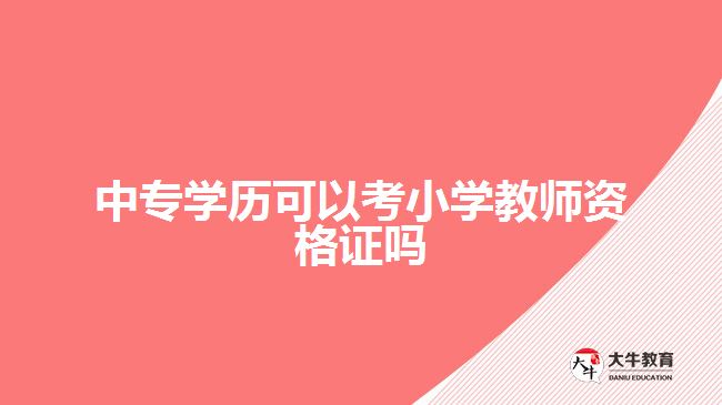 中專學(xué)歷可以考小學(xué)教師資格證嗎