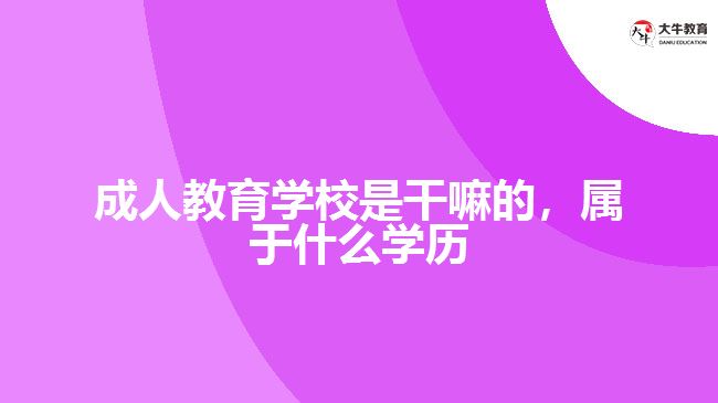 成人教育學(xué)校是干嘛的，屬于什么學(xué)歷