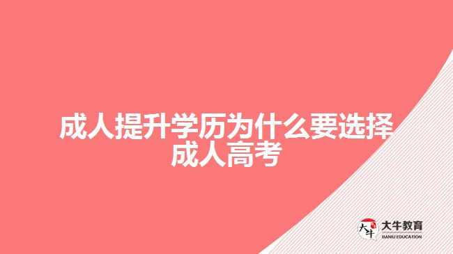 成人提升學歷為什么要選擇成人高考