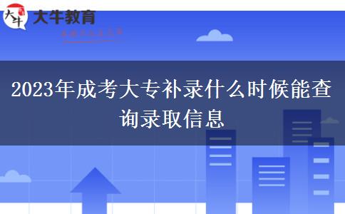 2023年成考大專補錄什么時候能查詢錄取信息