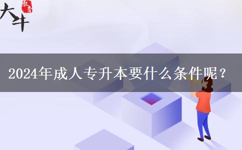 2024年成人專升本要什么條件呢？