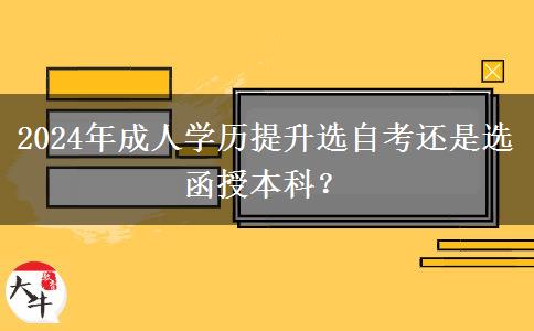 2024年成人學(xué)歷提升選自考還是選函授本科？