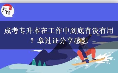 成考專升本在工作中到底有沒有用？拿過證分享感想
