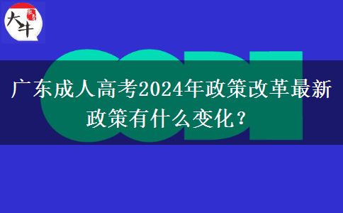 廣東成人高考2024年政策改革最新政策有什么變化？