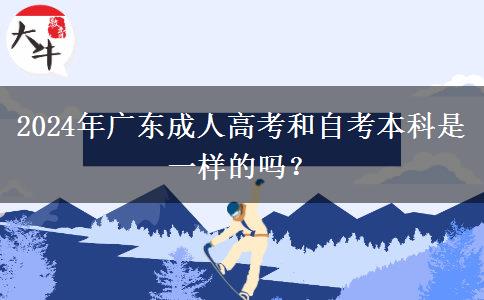 2024年廣東成人高考和自考本科是一樣的嗎？