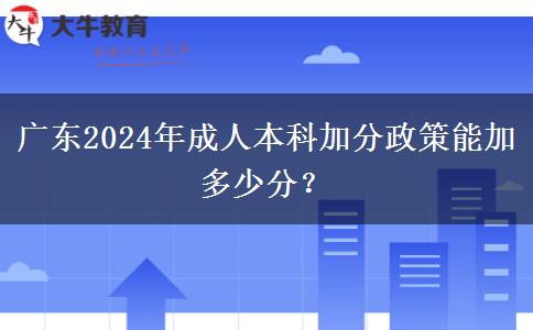 廣東2024年成人本科加分政策能加多少分？