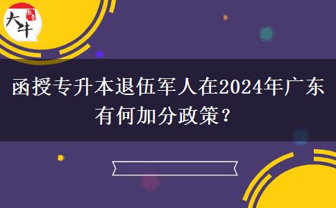 函授專升本退伍軍人在2024年廣東有何加分政策？