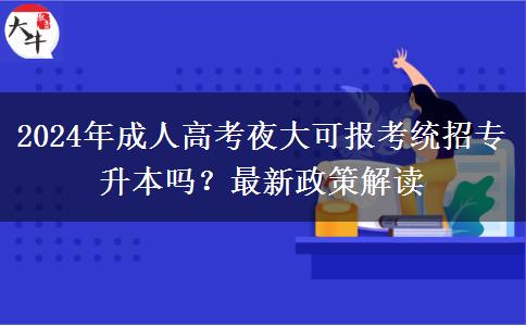 2024年成人高考夜大可報(bào)考統(tǒng)招專升本嗎？最新政策解讀